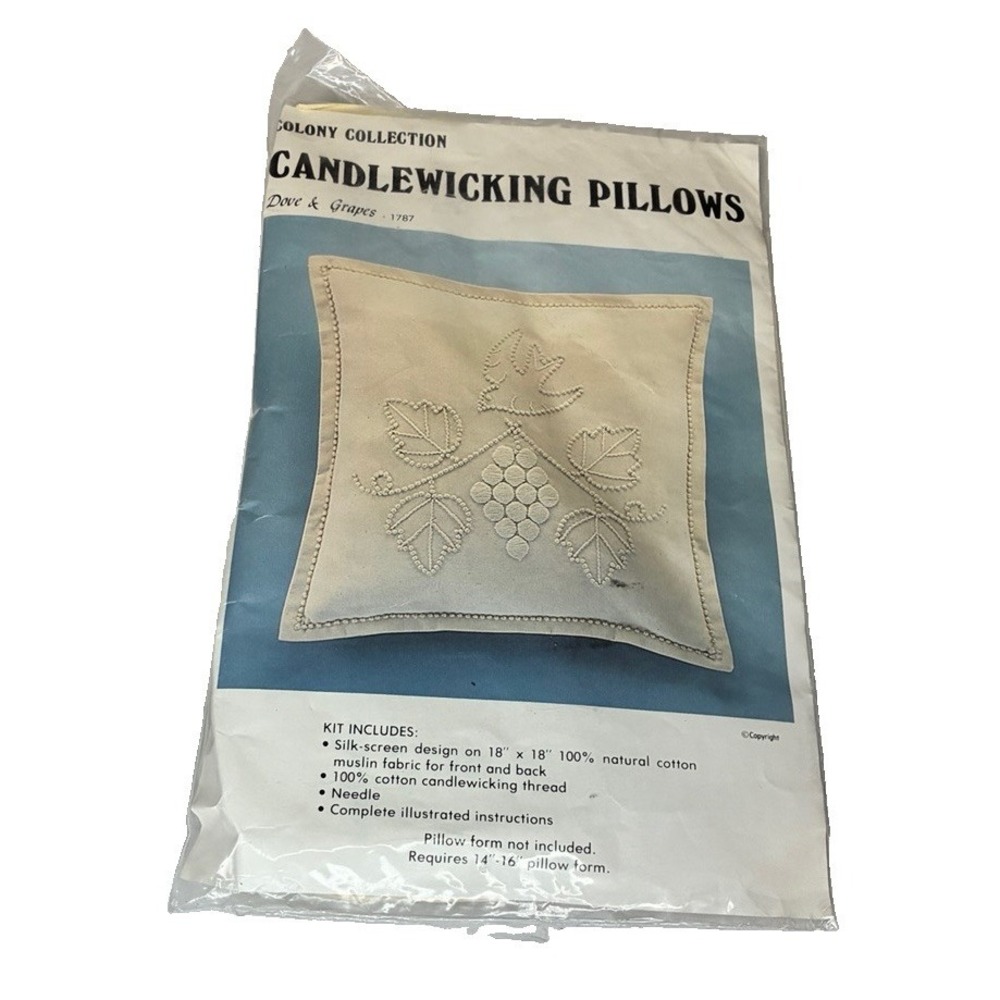 Candlewicking Pillows Kit 1787 Dove & Grapes Colony Collection EMBD Kit NIP